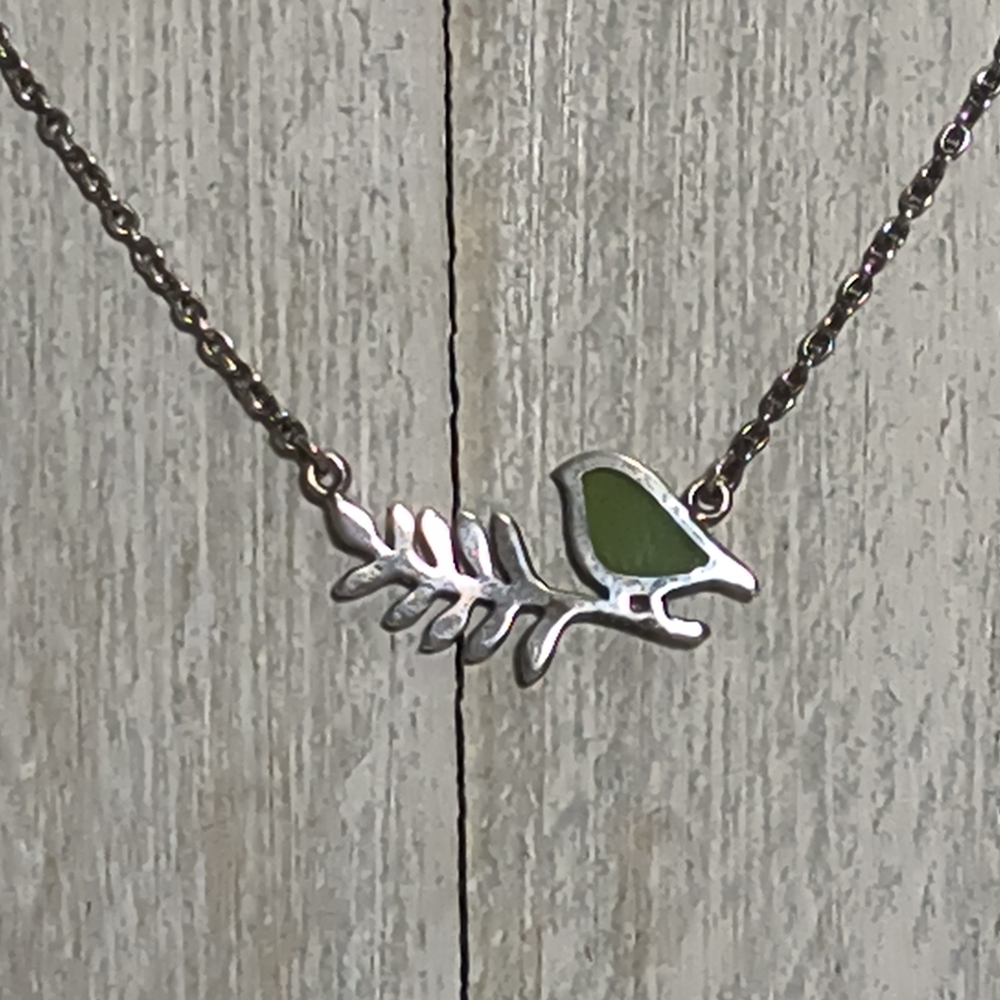 Sterling Silver Minimalist Bird on Branch Necklace